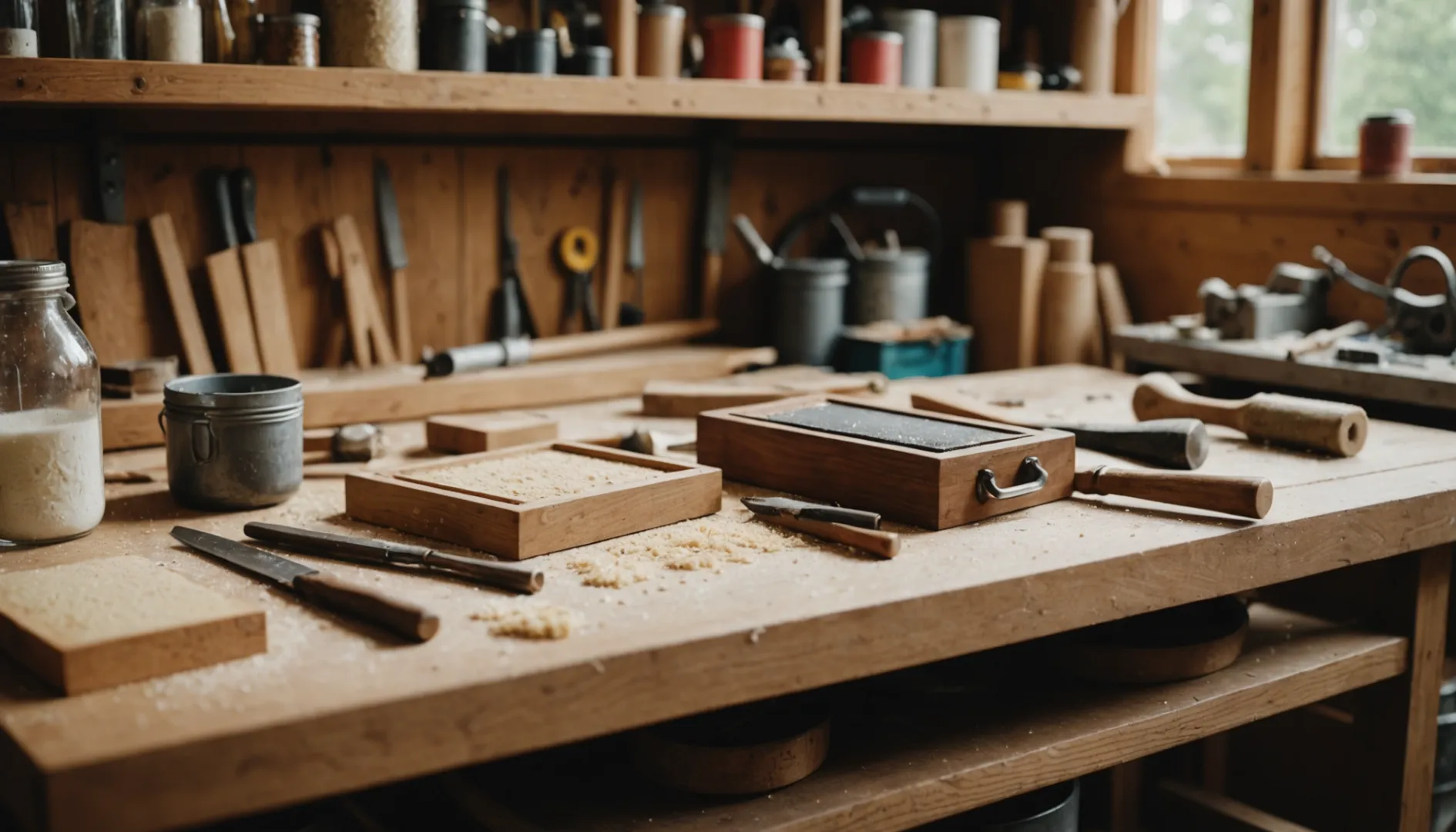Workshop scene with cane webbing on wooden frame