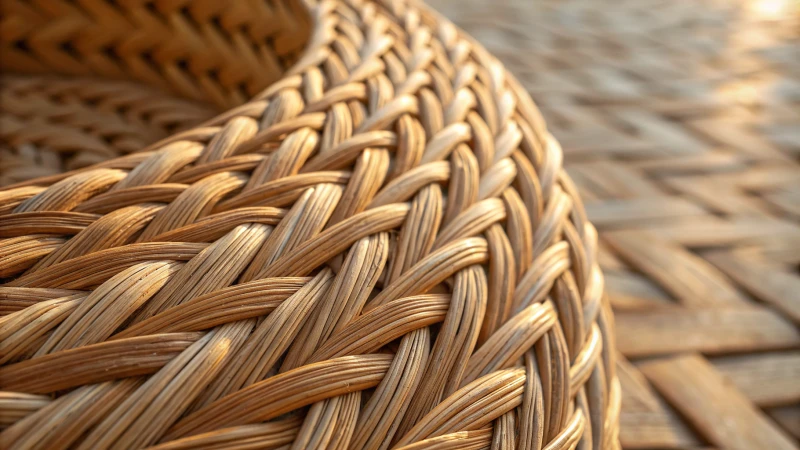 Close-up of natural rattan fibers