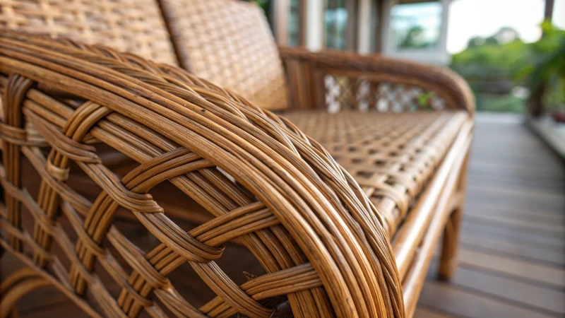 Close-up of rattan material showcasing its intricate weave