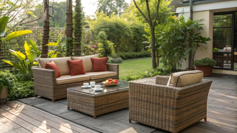 Modern patio with synthetic rattan furniture