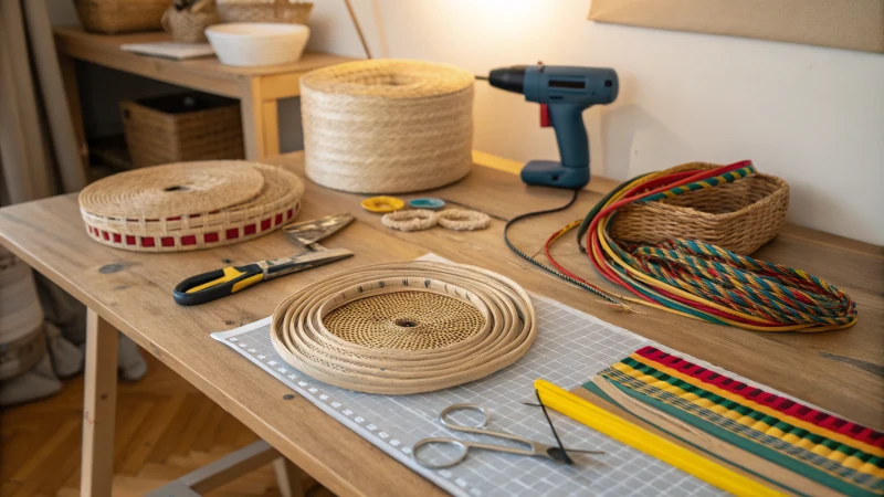 Organized DIY rattan workspace
